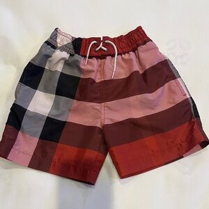 Burberry Kids Swim Trunks - Red, Black, White Check